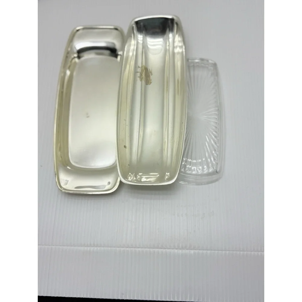 Vintage F.B. Rogers Silver Co. Modernist MCM Silver Plate Butter Dish Modern